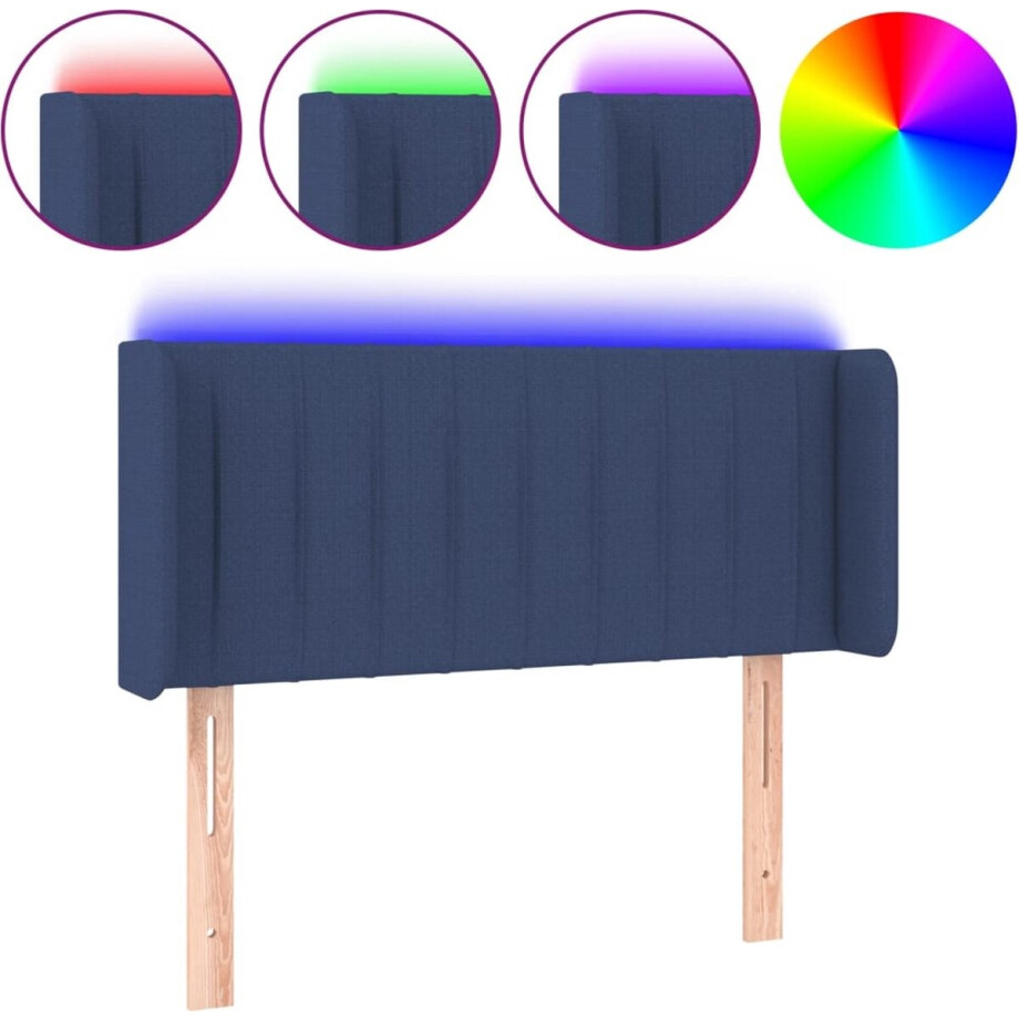 vidaXL - Hoofdbord - LED - 103x16x78/88 - cm - stof - blauw afbeelding 1