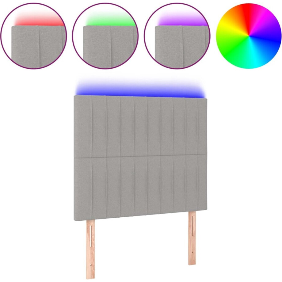 vidaXL - Hoofdbord - LED - 80x5x118/128 - cm - stof - lichtgrijs vidaXL - Hoofdbord - LED - 80x5x118/128 - cm - stof - lichtgrijs afbeelding 1