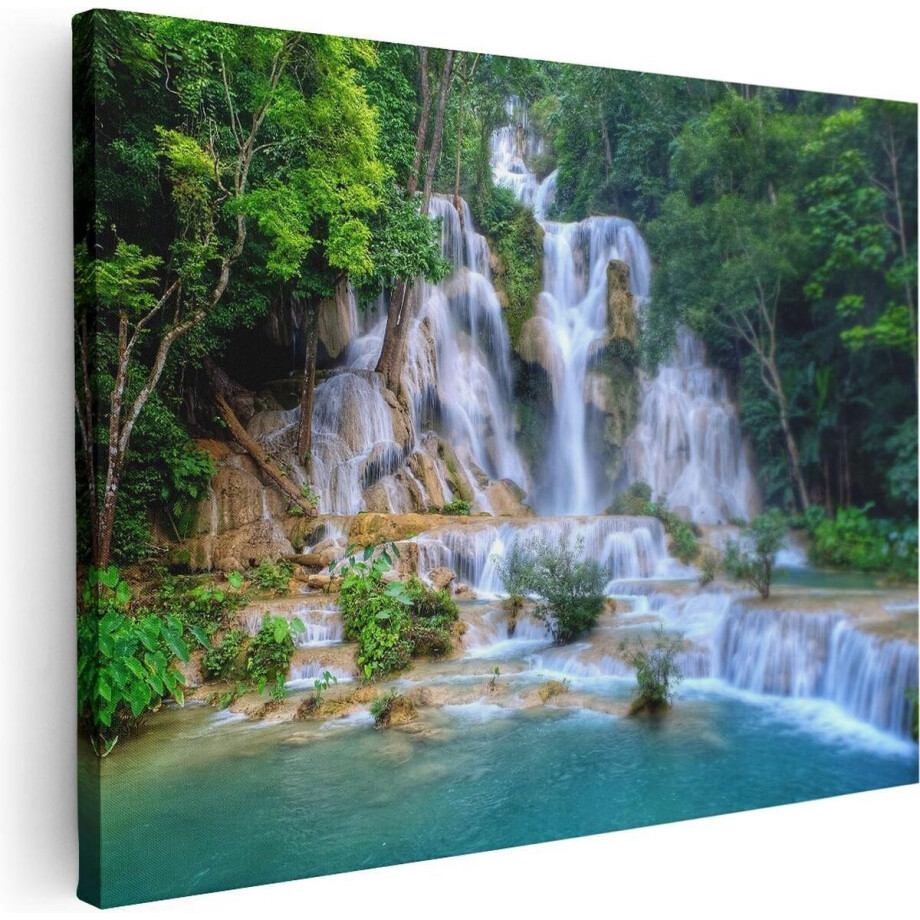 Artaza Canvas Schilderij Waterval In Het Tropische Natuur - 40x30 - Klein - Foto Op Canvas - Canvas Print afbeelding 1
