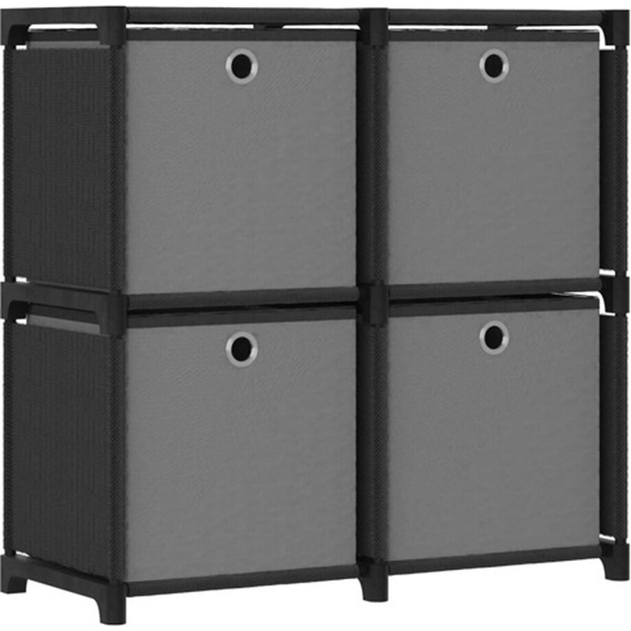 vidaXL - Kast - met - 4 - vakken - met - boxen - 69x30x72,5 - cm - stof - zwart afbeelding 1