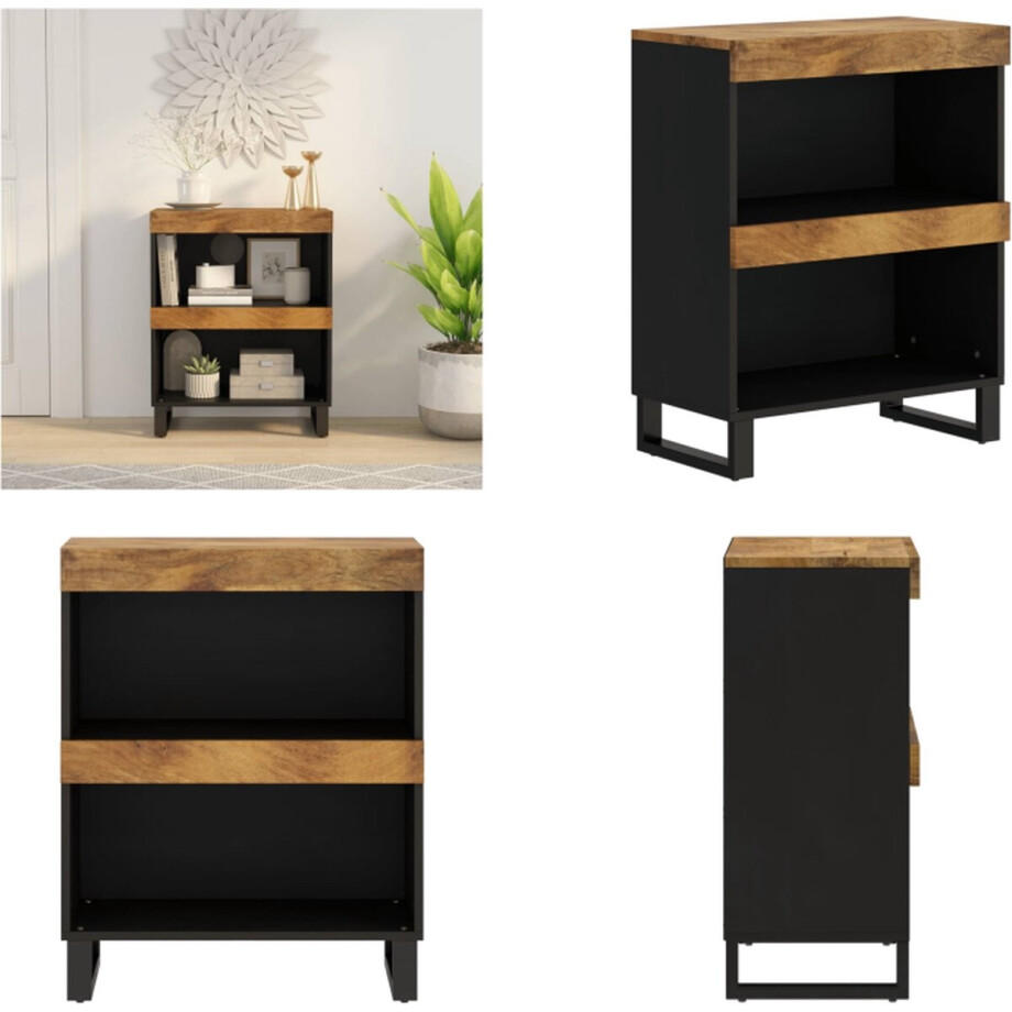vidaXL Bijzetkast 60x33x75 cm massief mangohout - Bijzetkast - Bijzetkasten - Nachtkastje - Houten Nachtkastje afbeelding 1