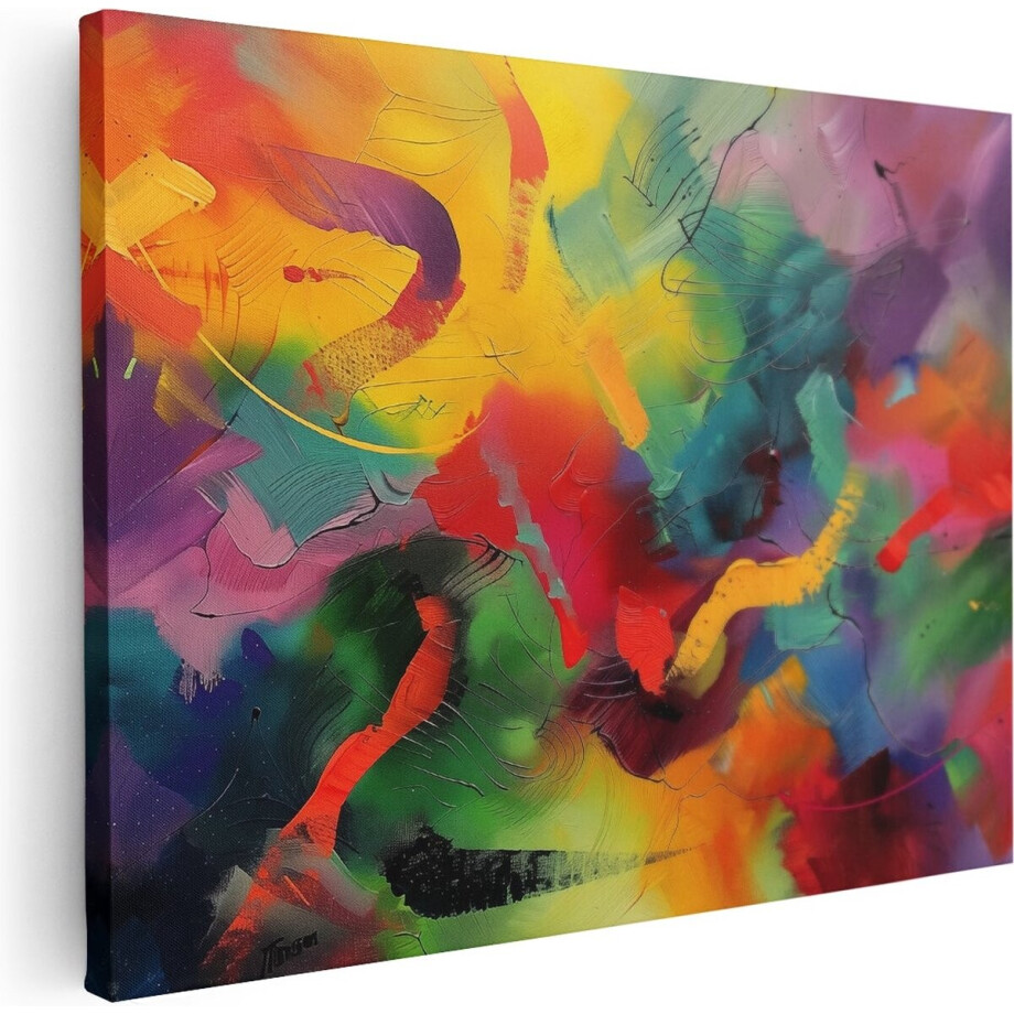 Artaza Canvas Schilderij Kleurrijk Abstract - 120x90 cm - Wanddecoratie Woonkamer - Schilderijen - Muurdecoratie Artaza Canvas Schilderij Kleurrijk Abstract - 120x90 cm - Wanddecoratie Woonkamer - Schilderijen - Muurdecoratie afbeelding 1
