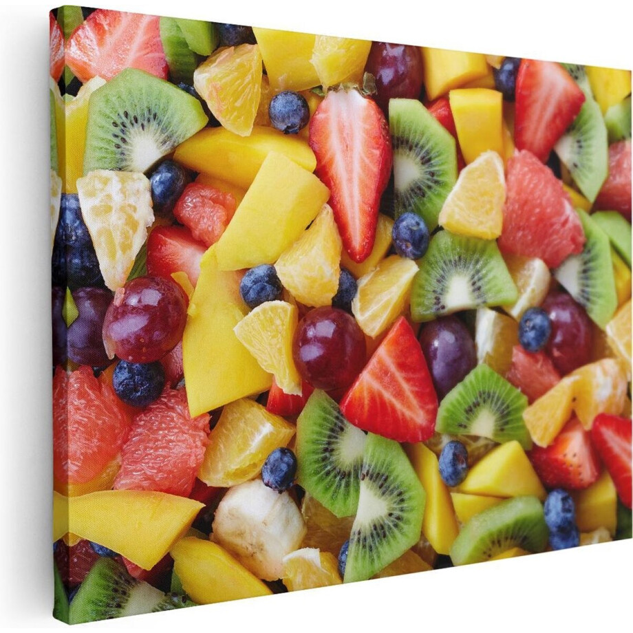 Artaza Canvas Schilderij Fruitsalade - 40x30 cm - Klein - Wanddecoratie Woonkamer - Muurdecoratie Keuken - Schilderijen Op Canvas Fruit afbeelding 1