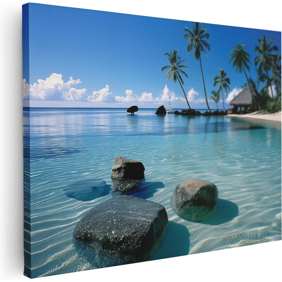 Artaza Canvas Schilderij Zeezicht - 40x30 cm - Klein - Wanddecoratie Woonkamer - Muurdecoratie Strand - Kamer Accessoires afbeelding 1
