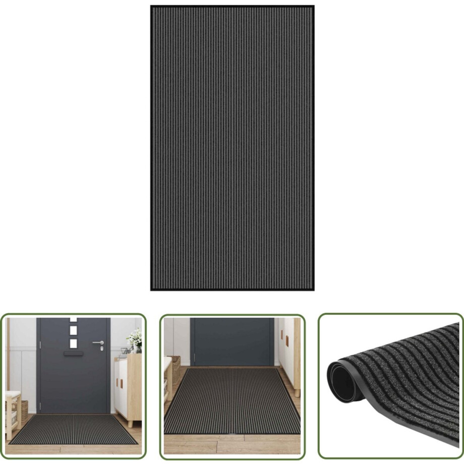 vidaXL Draaibare Sleutel - Dynamische Sleutel - Deurmat 115x200 cm streep zwart en grijs - Gereedschapset - Mechanica - Spanner vidaXL Draaibare Sleutel - Dynamische Sleutel - Deurmat 115x200 cm streep zwart en grijs - Gereedschapset - Mechanica - Spanner afbeelding 1