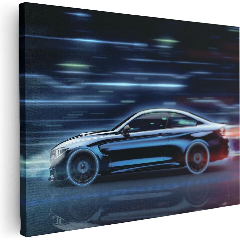 Artaza Canvas Schilderij Zwarte Sportwagen Auto - 80x60 - Foto Op Canvas - Canvas Print afbeelding 1
