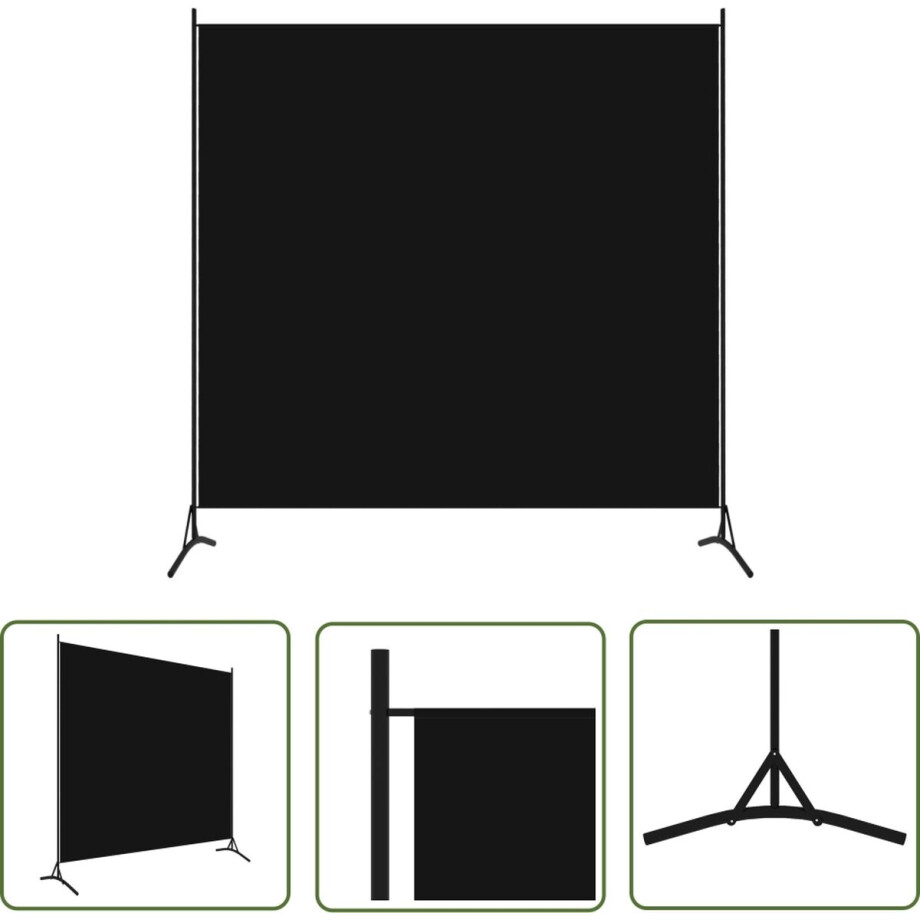 vidaXL Wandafscheider - Kamerscherm - Kamerscherm met 1 paneel 175x180 cm zwart - Privacy Screen - Room Divider - Zwarte Kamerdivider vidaXL Wandafscheider - Kamerscherm - Kamerscherm met 1 paneel 175x180 cm zwart - Privacy Screen - Room Divider - Zwarte Kamerdivider afbeelding 1