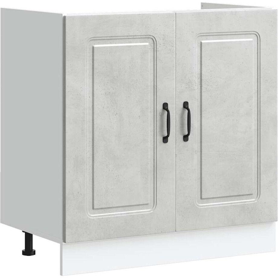 vidaXL - Spoelbakonderkast - Kalmar - 80x46x81,5 - cm - bewerkt - hout - betongrijs vidaXL - Spoelbakonderkast - Kalmar - 80x46x81,5 - cm - bewerkt - hout - betongrijs afbeelding 1