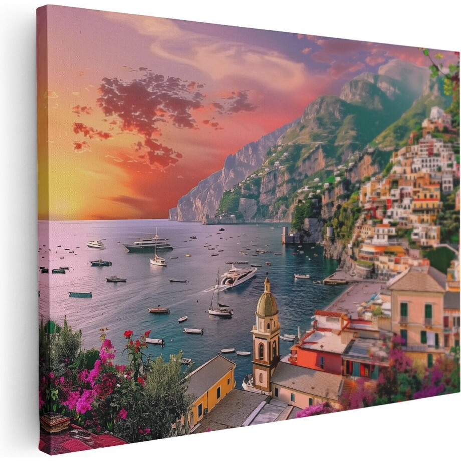 Artaza Canvas Schilderij Positano - Amalfikust - 80x60 cm - Wanddecoratie Woonkamer - Schilderijen - Muurdecoratie Artaza Canvas Schilderij Positano - Amalfikust - 80x60 cm - Wanddecoratie Woonkamer - Schilderijen - Muurdecoratie afbeelding 1