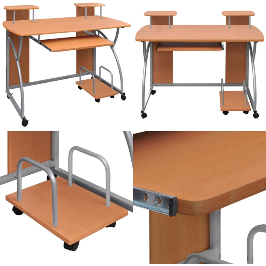 vidaXL Computerbureau 110x52x88,5 cm bewerkt hout bruin - Computerbureau - Computerbureaus - Gaming Bureau - Hoekbureau vidaXL Computerbureau 110x52x88,5 cm bewerkt hout bruin - Computerbureau - Computerbureaus - Gaming Bureau - Hoekbureau afbeelding 1