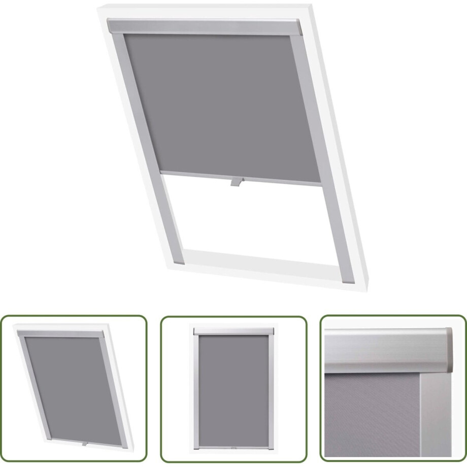 vidaXL Rolgordijn Velux - Verduisterend Rolgoardijn - Rolgordijn verduisterend grijs P08/408 - Zonwering - Raamdecoratie - Grijss afbeelding 1