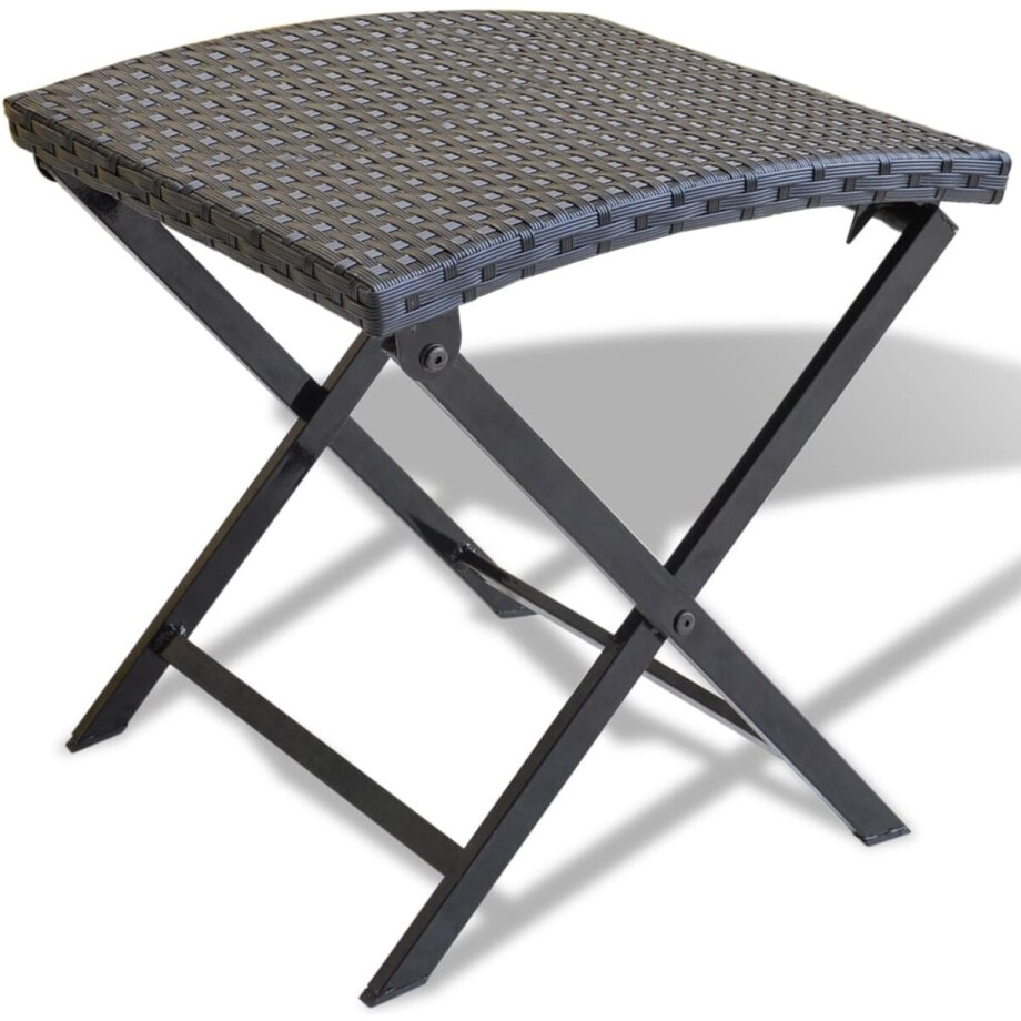 vidaXL - Kruk - inklapbaar - poly - rattan - zwart afbeelding 1
