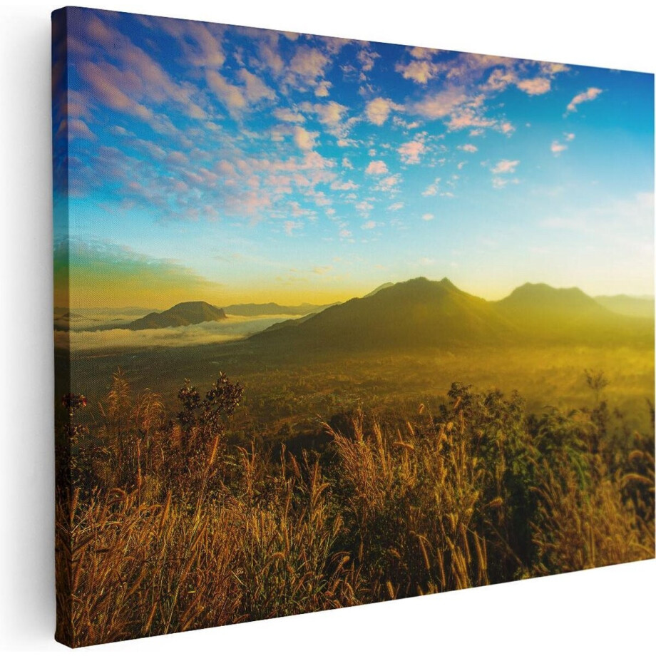 Artaza Canvas Schilderij Zonsondergang - 40x30 cm - Klein - Wanddecoratie Bergen - Muurdecoratie Landschap - Schilderijen Op Canvas Natuur afbeelding 1