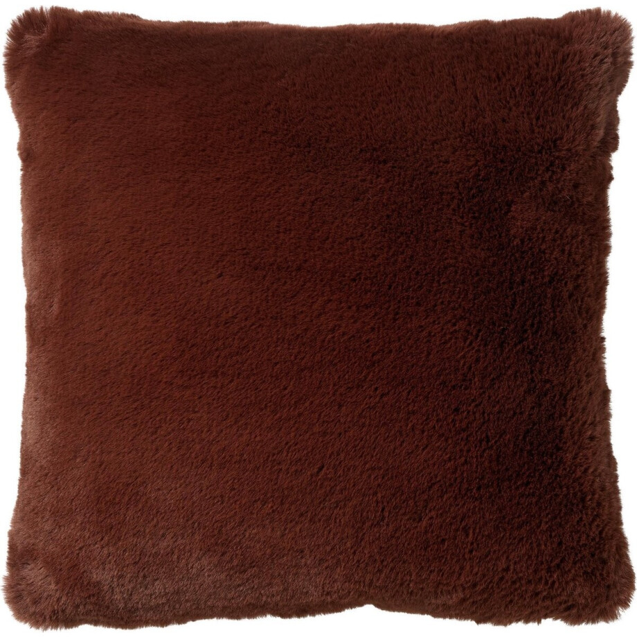 Dutch Decor ZAYA - Sierkussen 45x45 cm - bontlook - effen kleur - Rocky Road - bruin - Inclusief binnenkussen afbeelding 1