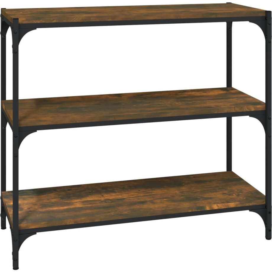 vidaXL - Boekenkast - 80x33x70,5 - cm - hout - en - staal - gerookt - eikenkleur afbeelding 1