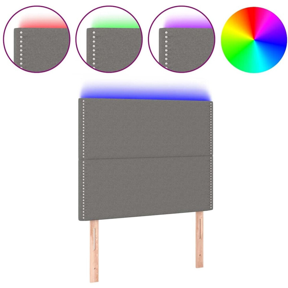 vidaXL - Hoofdbord - LED - 100x5x118/128 - cm - stof - donkergrijs afbeelding 1