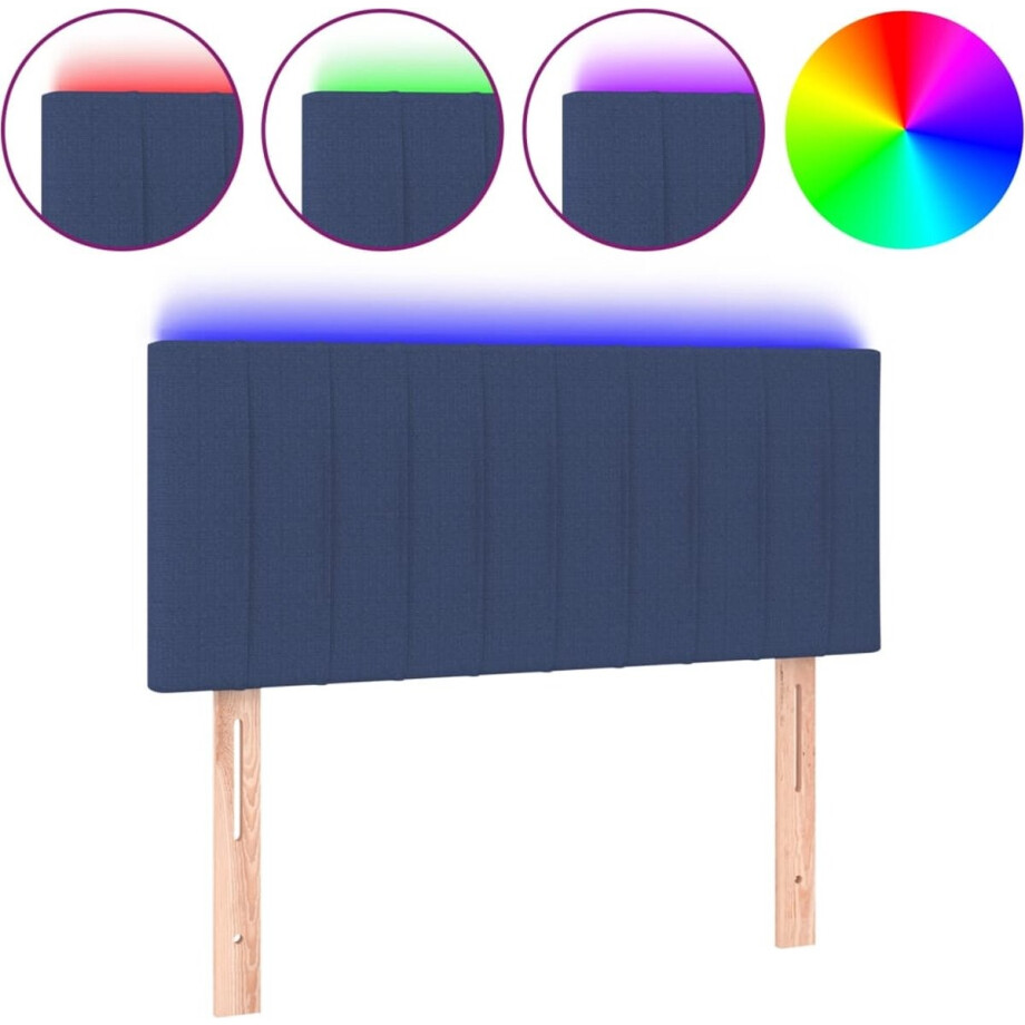 vidaXL - Hoofdbord - LED - 80x5x78/88 - cm - stof - blauw vidaXL - Hoofdbord - LED - 80x5x78/88 - cm - stof - blauw afbeelding 1