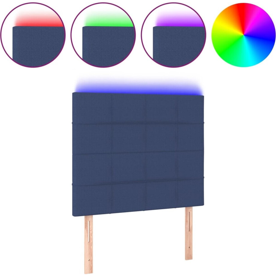 vidaXL - Hoofdbord - LED - 90x5x118/128 - cm - stof - blauw vidaXL - Hoofdbord - LED - 90x5x118/128 - cm - stof - blauw afbeelding 1
