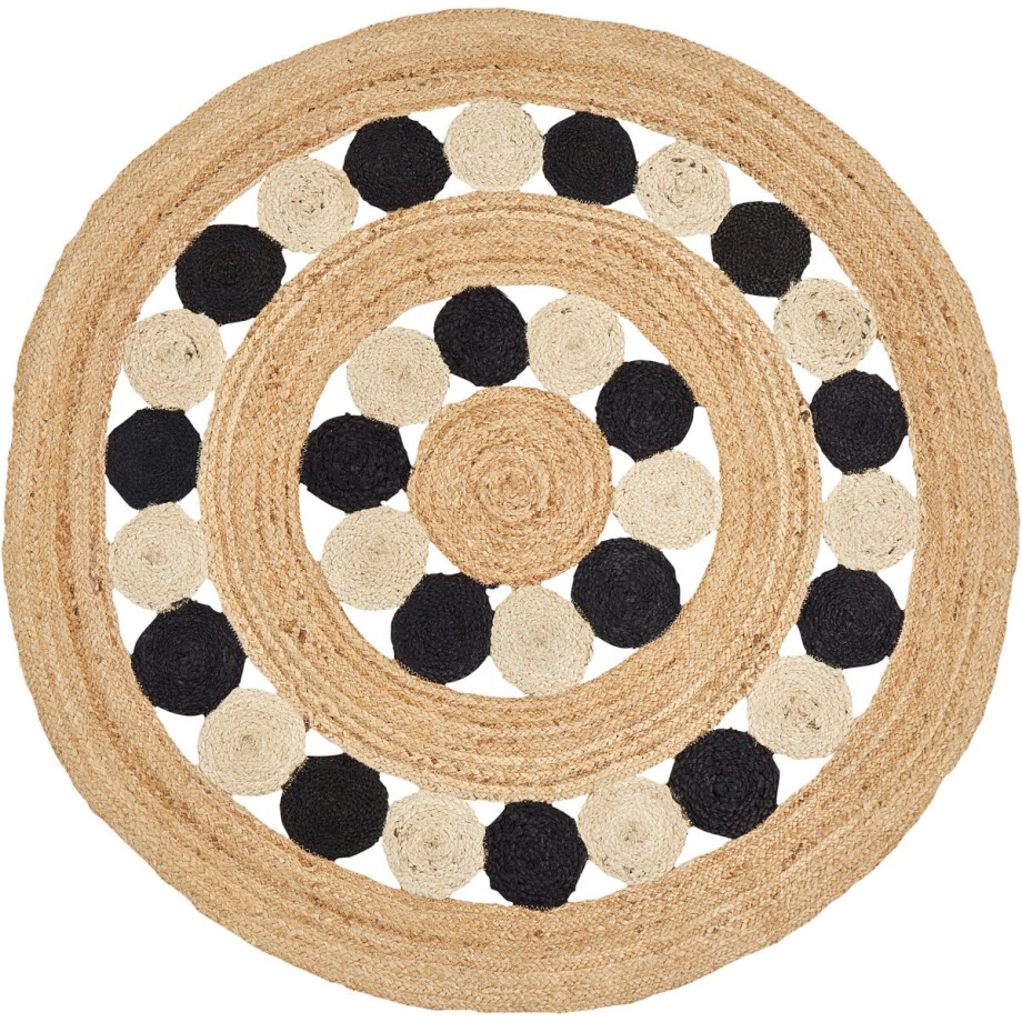 HOVIT - Vloerkleed - Beige/zwart - 140 cm - Jute afbeelding 1