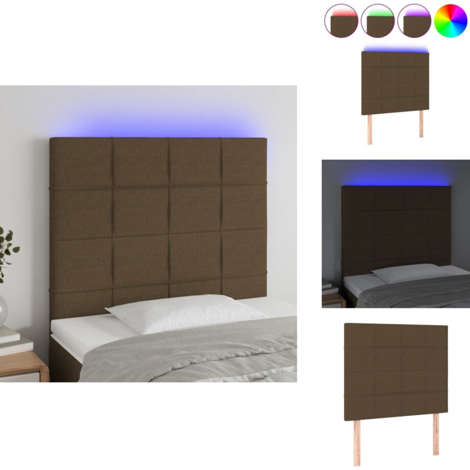 vidaXL Hoofdbord - Hoofdborden - Hoofdeinde - Houten Hoofdbord - Hoofdbord LED 90x5x118/128 cm stof donkerbruin vidaXL Hoofdbord - Hoofdborden - Hoofdeinde - Houten Hoofdbord - Hoofdbord LED 90x5x118/128 cm stof donkerbruin afbeelding 1