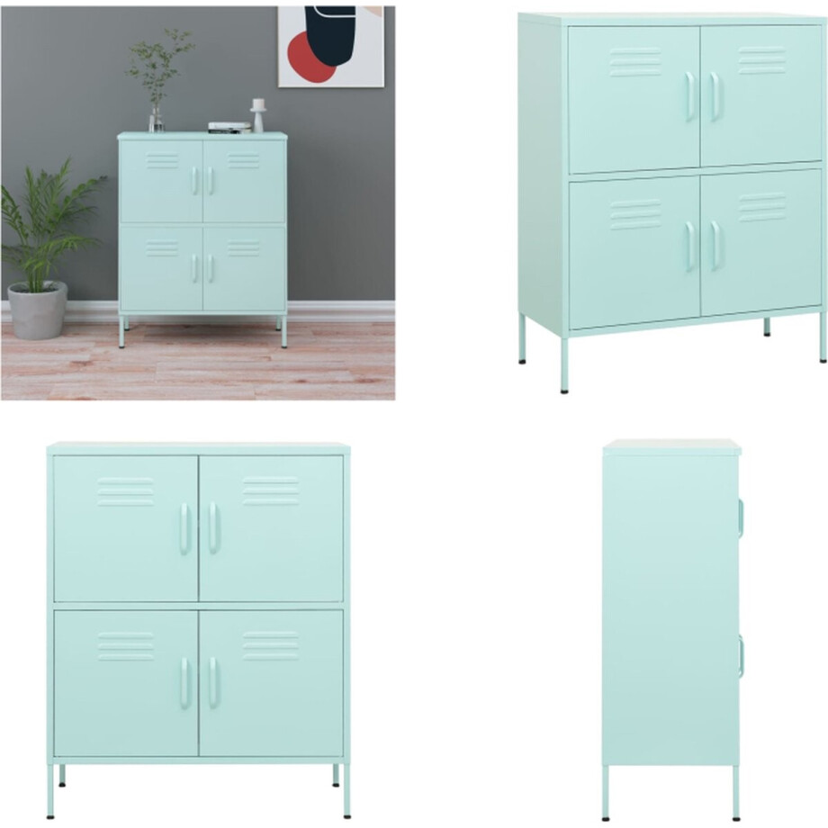 vidaXL Opbergkast 80x35x101,5 cm staal mint - Opbergkast - Opbergkasten - Opslagkast - Opslagkasten afbeelding 1