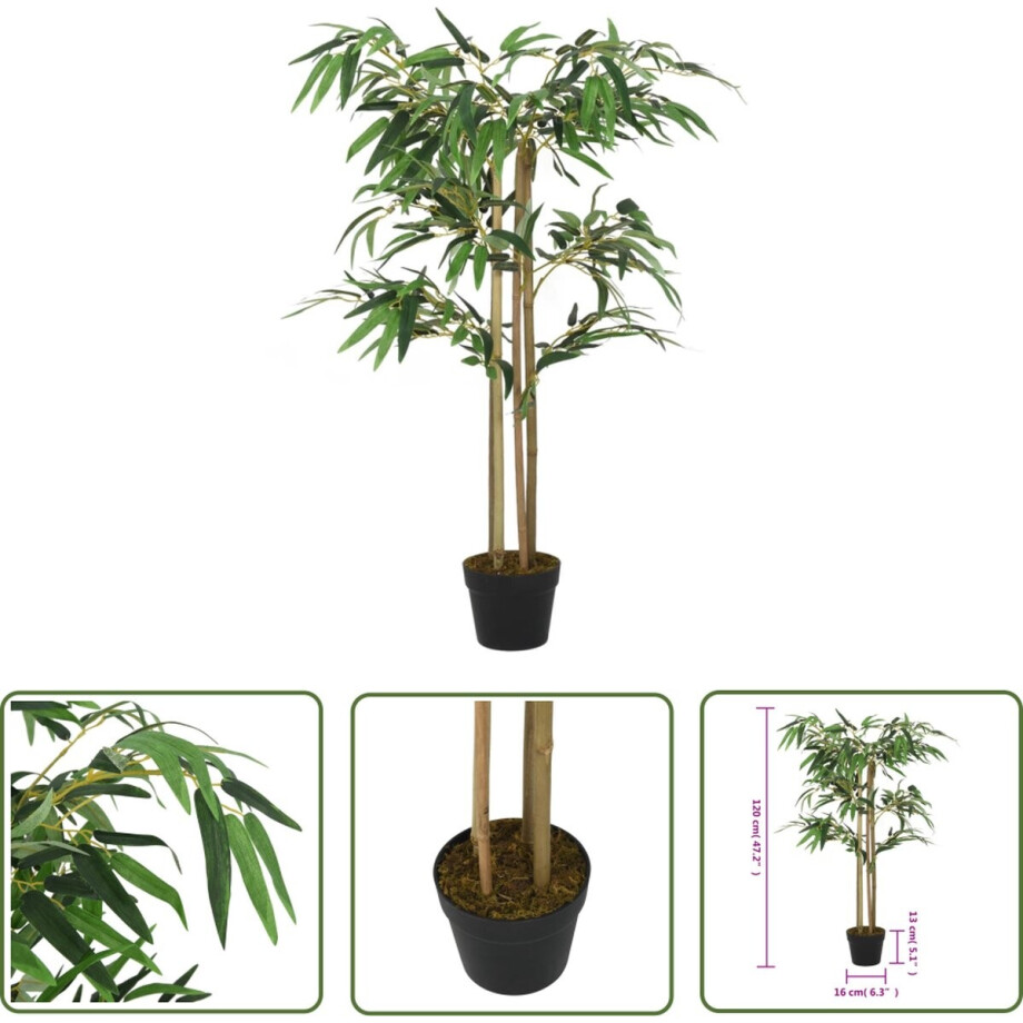 vidaXL Bamboe - Kunstplant - Kunstplant bamboe 760 bladeren 120 cm groen - Groene Planten - Kamerplant - Decoratie afbeelding 1