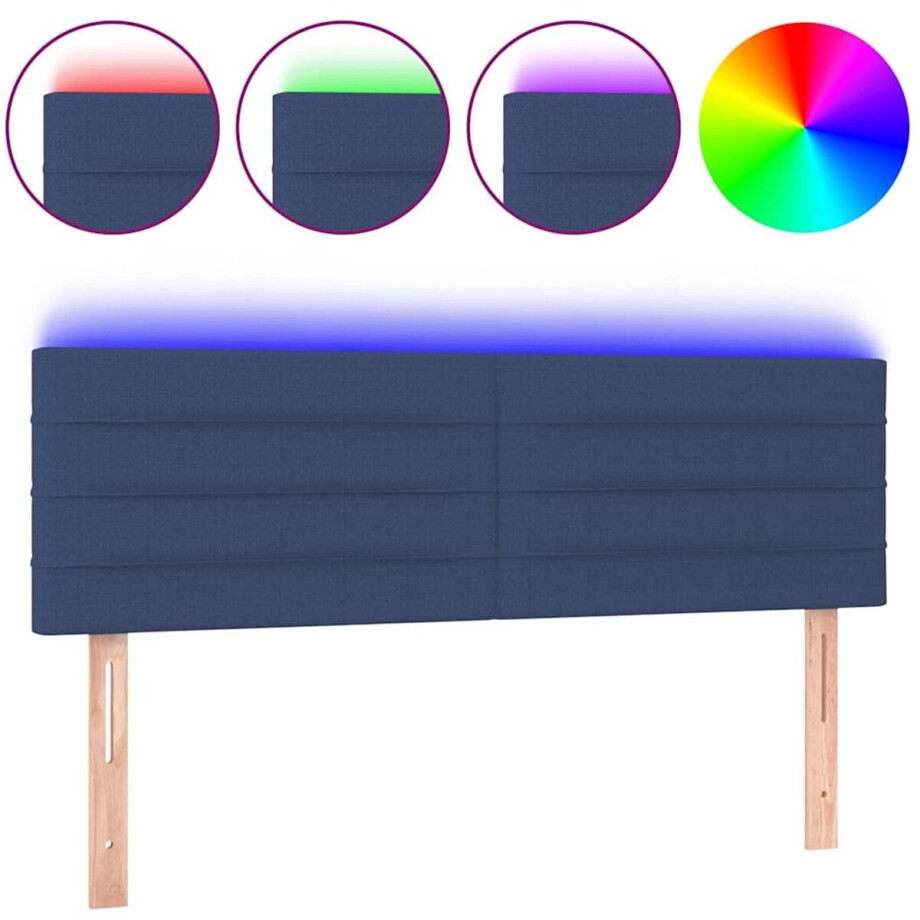 vidaXL - Hoofdbord - LED - 144x5x78/88 - cm - stof - blauw afbeelding 1