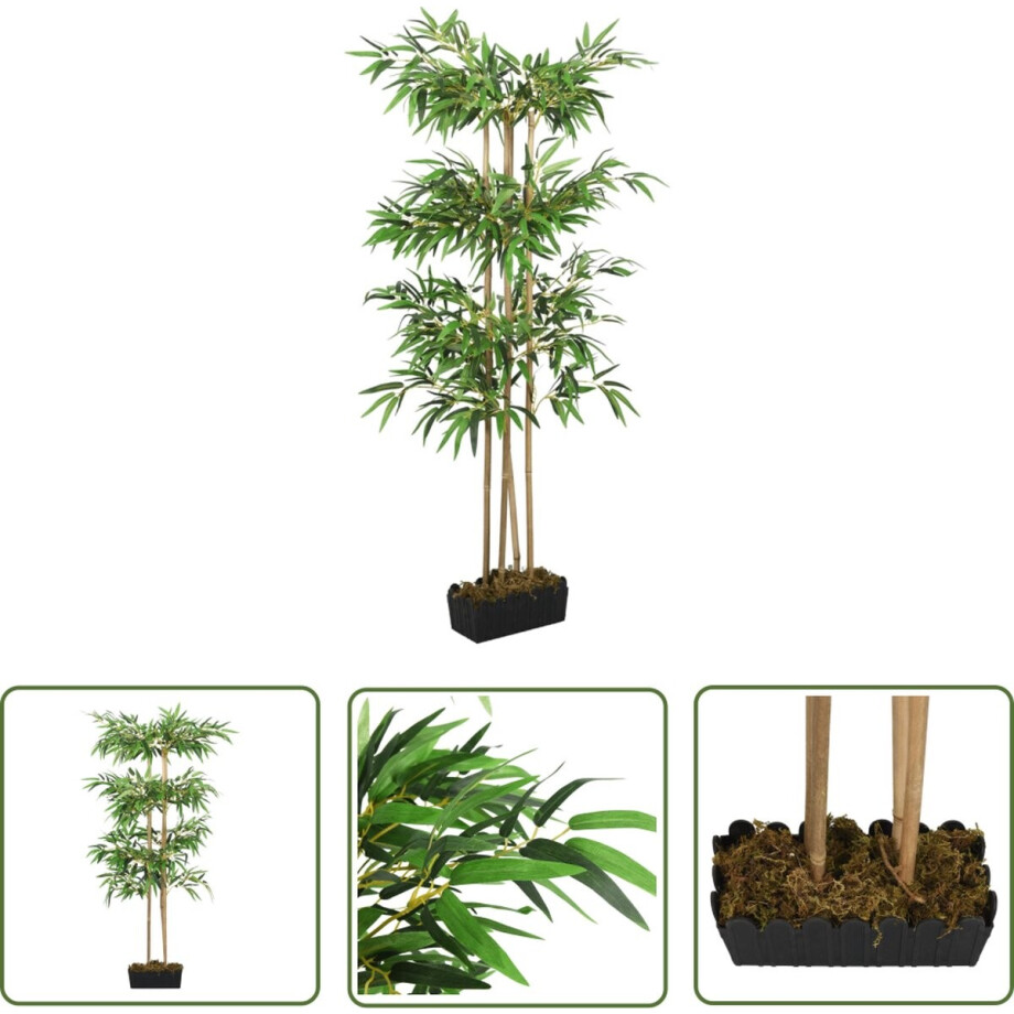 The Living Store Kunstplant bamboe 988 bladeren 150 cm groen - Kunstbamboe - Bamboeplant - Groene Plant - Kamerplant - Decoratieve Plant afbeelding 1