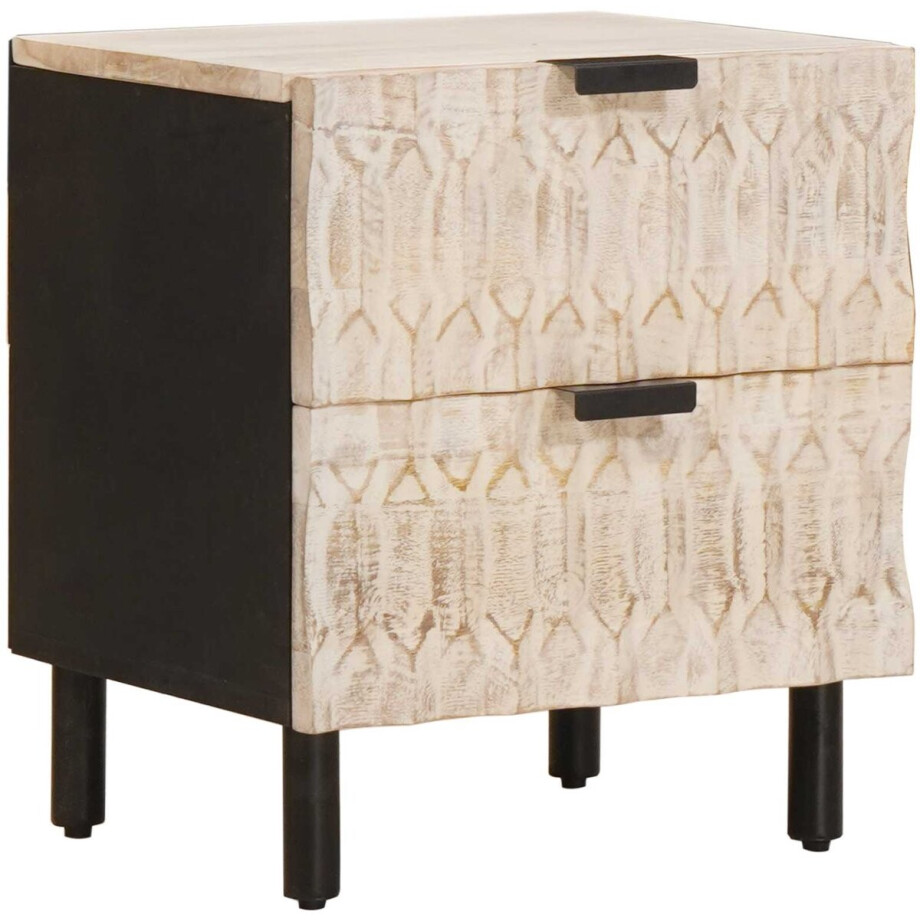vidaXL - Nachtkastje - met - lade - Wit - 40 - x - 33 - x - 46 - cm - Massief - Mango - Hout afbeelding 1