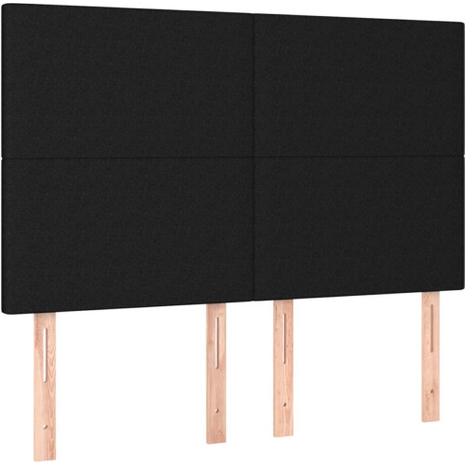vidaXL - Hoofdbord - zwart - 144x5x118/128 - cm - stof vidaXL - Hoofdbord - zwart - 144x5x118/128 - cm - stof afbeelding 1