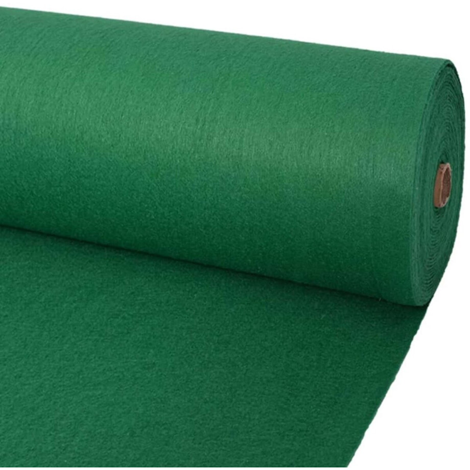 vidaXL - Tapijt - Effen - Groen - 1,2 - x - 12 - m - Polyester afbeelding 1