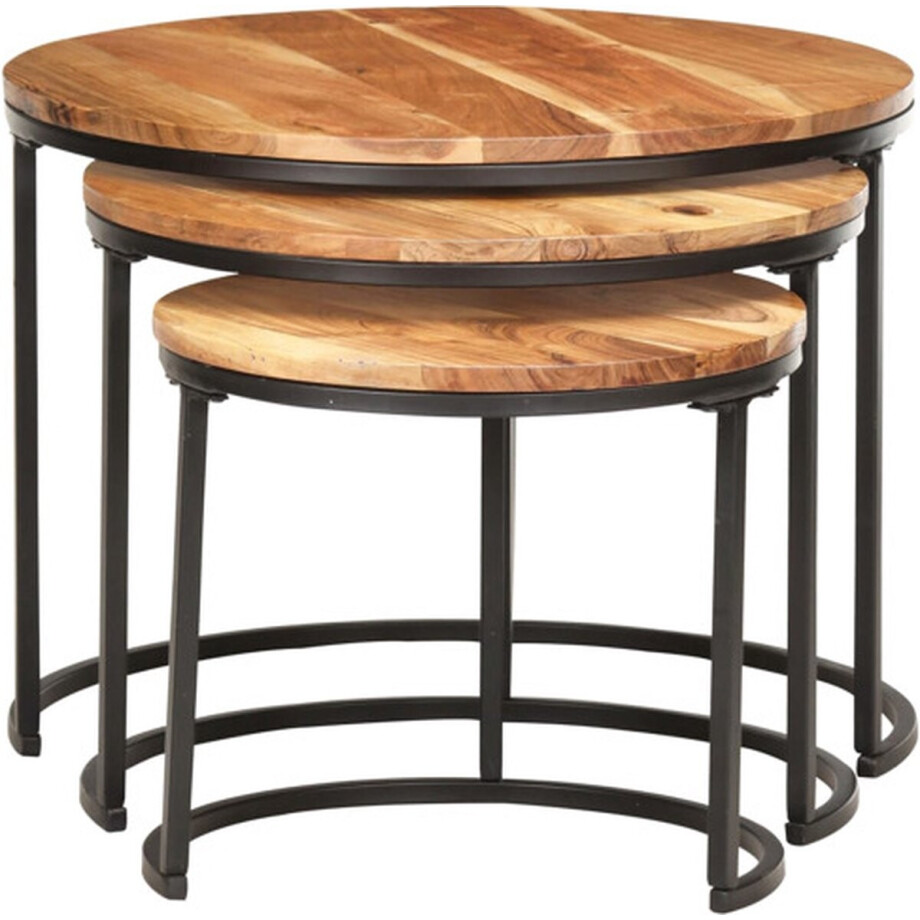 vidaXL - 3-delige - Tafeltjesset - massief - acaciahout afbeelding 1