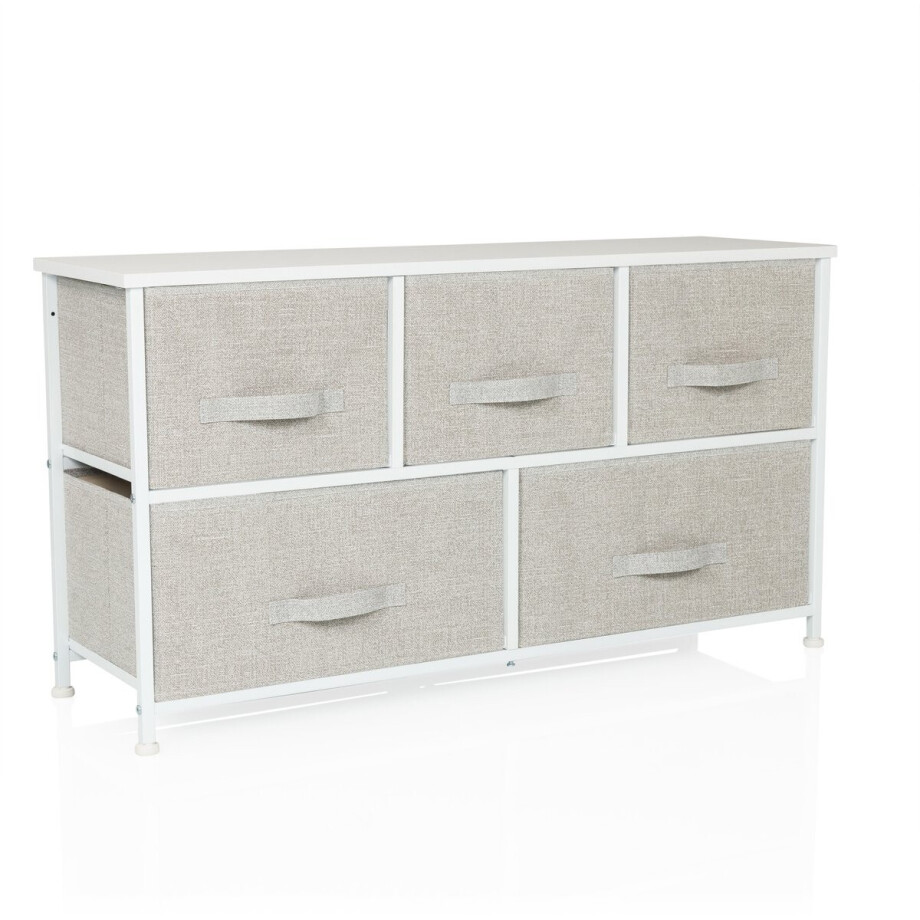 Ladekast FOLDAR 100x30x55cm 5 vakken grijs hjh LIVING Ladekast FOLDAR 100x30x55cm 5 vakken grijs hjh LIVING afbeelding 1