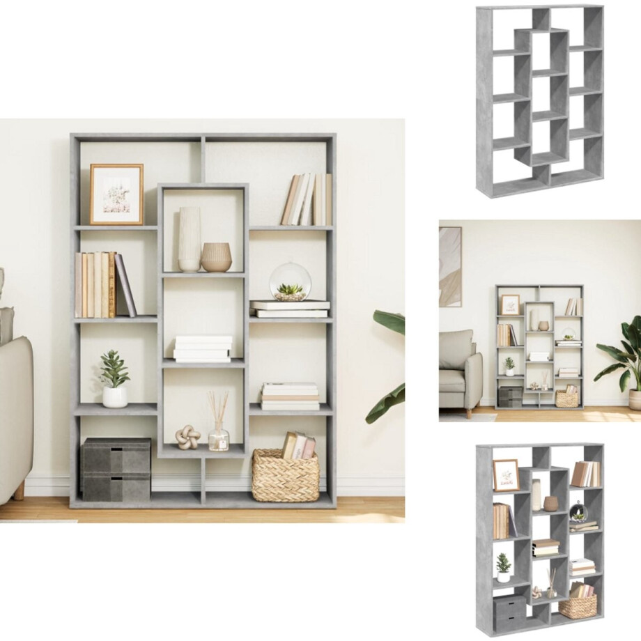 vidaXL Boekenkast - Boekenkasten - Boeken Plank - Schappenkast - Boekenkast 102x29x143 cm bewerkt hout betongrijs afbeelding 1