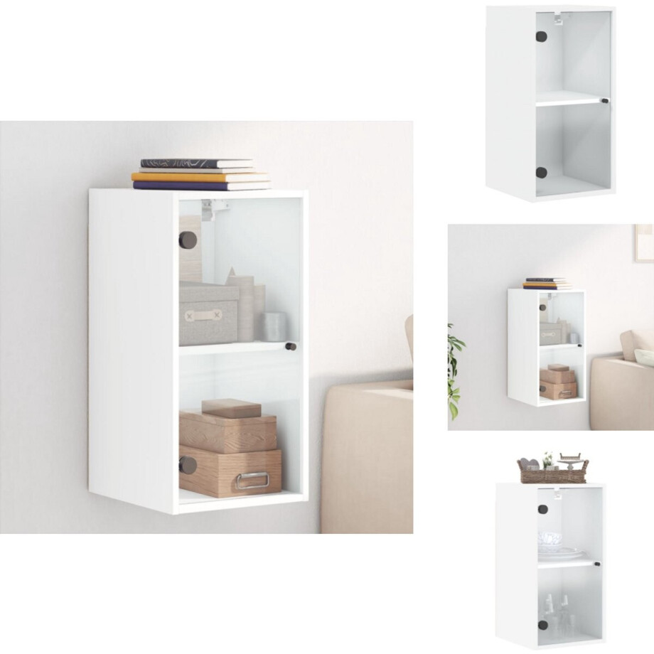 vidaXL Wandkast - Wandkasten - Kast - Bijzetkast - Wandkast met glazen deuren 35x37x68,5 cm wit vidaXL Wandkast - Wandkasten - Kast - Bijzetkast - Wandkast met glazen deuren 35x37x68,5 cm wit afbeelding 1