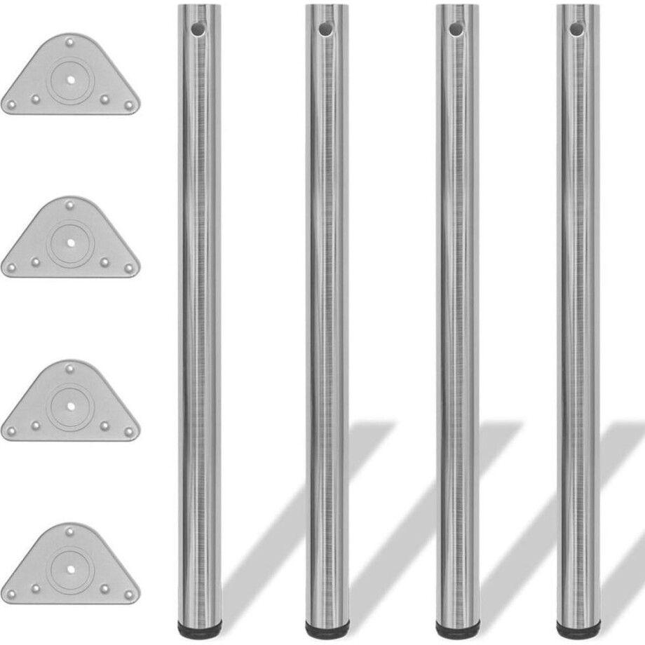 vidaXL - Tafelpoten - in - hoogte - verstelbaar - geborsteld - nikkel - 870 - mm - 4 - st vidaXL - Tafelpoten - in - hoogte - verstelbaar - geborsteld - nikkel - 870 - mm - 4 - st afbeelding 1