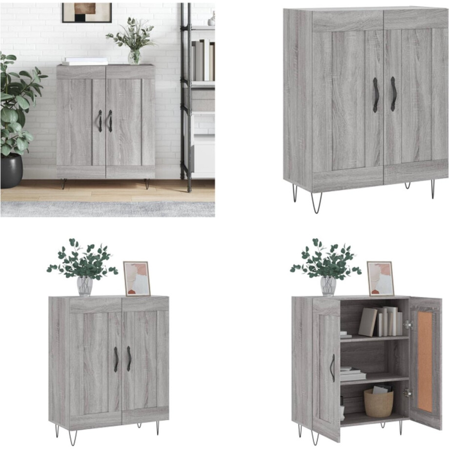 vidaXL Dressoir 69-5x34x90 cm bewerkt hout grijs sonoma eikenkleurig - Dressoir - Dressoirs - Kast - Wandkast afbeelding 1