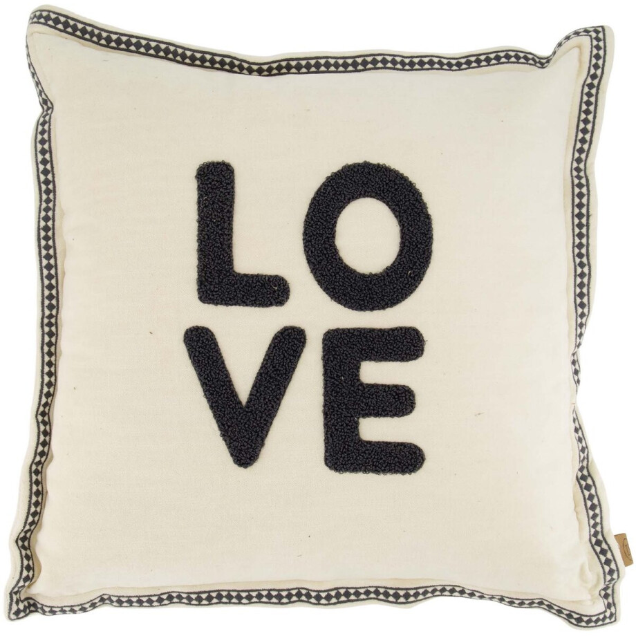 Zusss Kussen Love 45X45cm Zand/Antracietgrijs Beige afbeelding 1