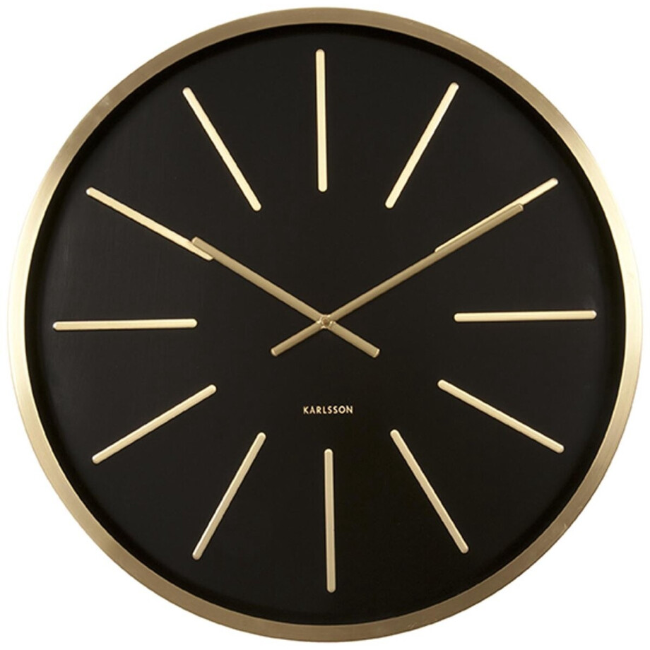 Karlsson Wandklok Maxiemus - Messing behuizing, Zwart - Ø60cm - Scandinavisch afbeelding 1