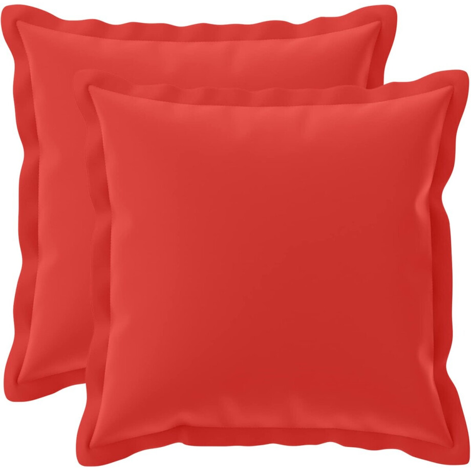 vidaXL - Kussensloop - 2 - st - HOUTEN - Rood - 40 - x - 40 - cm - Polyester afbeelding 1