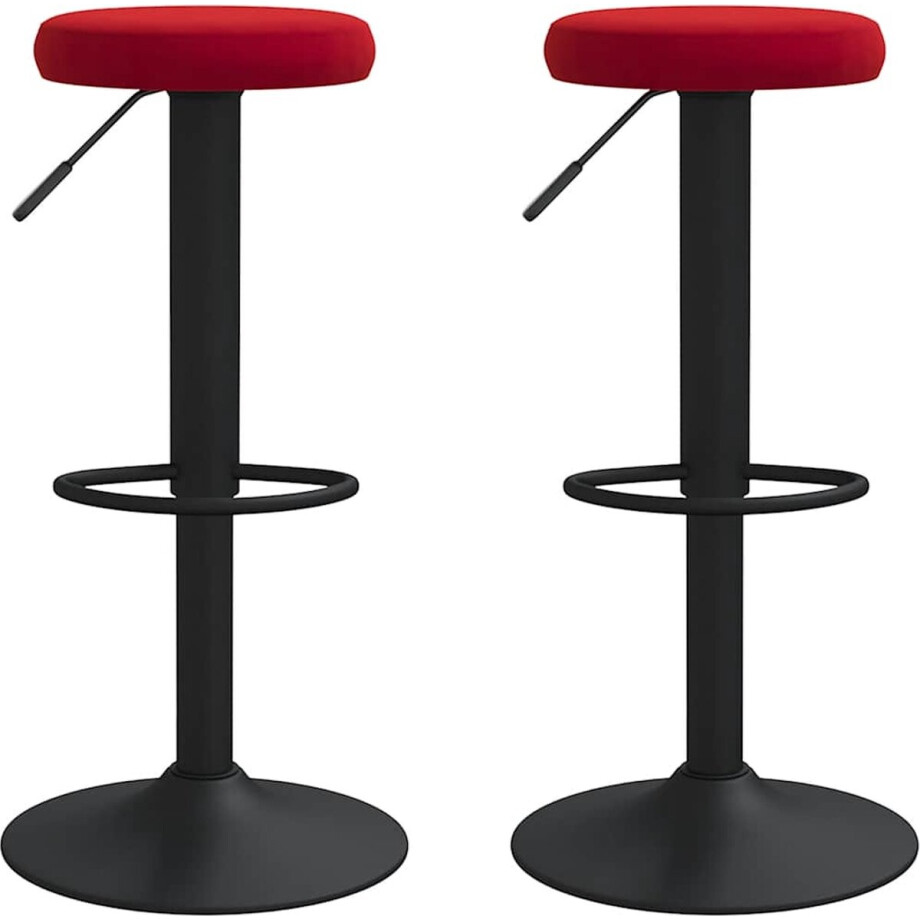 vidaXL Barkrukken - 2 stuks - Fluweel - Wijnrood Barstoelen - Krukken - Lounge Stoelen - Design Stoelen - Velvet Stoelen vidaXL Barkrukken - 2 stuks - Fluweel - Wijnrood Barstoelen - Krukken - Lounge Stoelen - Design Stoelen - Velvet Stoelen afbeelding 1