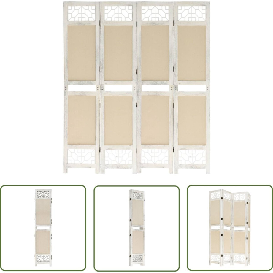 vidaXL Scheidingswand - Kamerscherm - Kamerscherm met 4 panelen 140x165 cm stof crèmekleurig - Privacy Screen - Stoffen Kamerscherm - Vierpanelen Kamerscherm vidaXL Scheidingswand - Kamerscherm - Kamerscherm met 4 panelen 140x165 cm stof crèmekleurig - Privacy Screen - Stoffen Kamerscherm - Vierpanelen Kamerscherm afbeelding 1