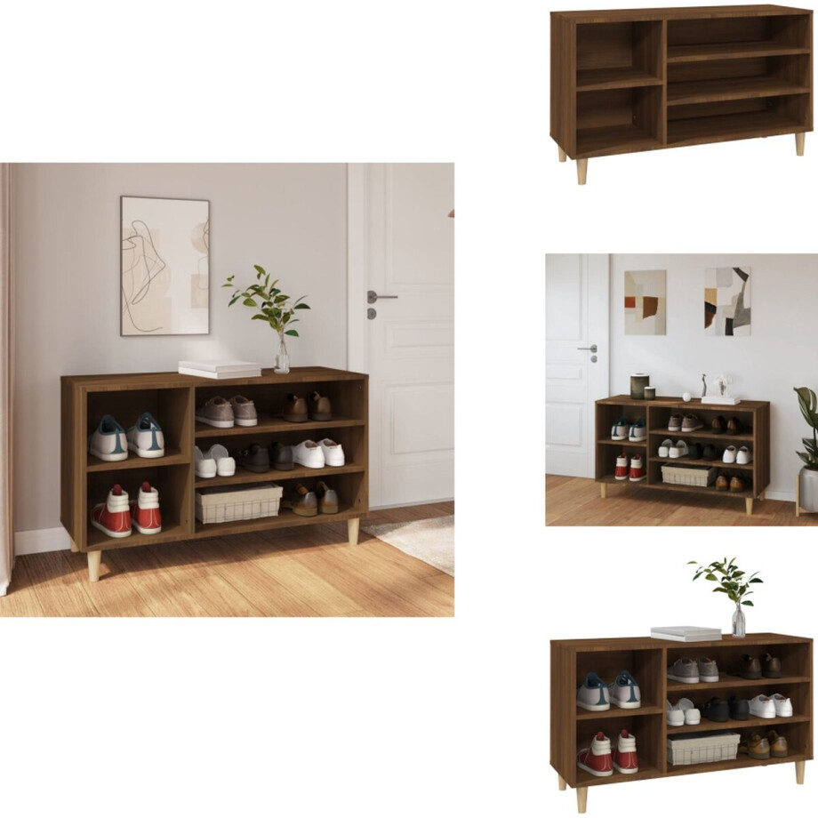 vidaXL Schoenenrek - Schoenenrekken - Opbergrek Voor Schoenen - Schoenenstellage - Schoenenkast 102x36x60 cm bewerkt hout bruin eikenkleur afbeelding 1