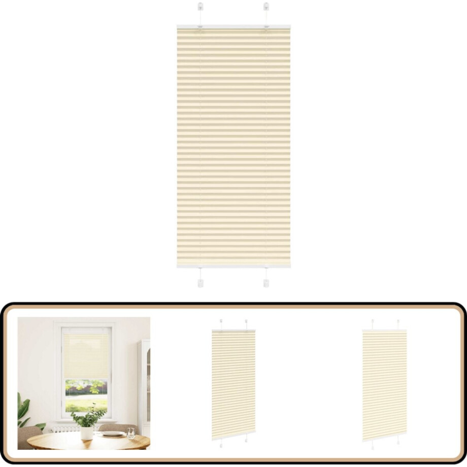 vidaXL Plisségordijn - 65x150 cm - Crème - Polyester Plisségordijn - Raamdecoratie - Creme Kleur - Gordijnen - Woon Accessoires vidaXL Plisségordijn - 65x150 cm - Crème - Polyester Plisségordijn - Raamdecoratie - Creme Kleur - Gordijnen - Woon Accessoires afbeelding 1