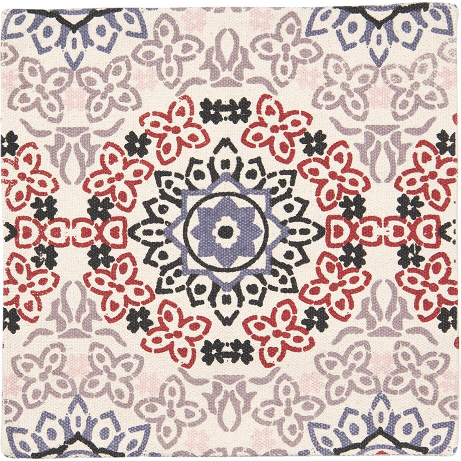 Clayre & Eef Kussenhoes 50x50 cm Rood Beige Katoen afbeelding 1