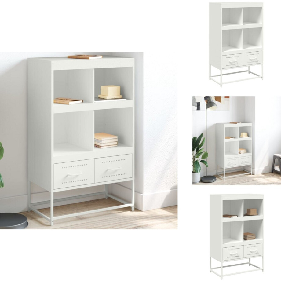 vidaXL Highboard - Highboard -bijzetkast - Hoge Kast - Hoge kast 68x39x111,5 cm staal wit vidaXL Highboard - Highboard -bijzetkast - Hoge Kast - Hoge kast 68x39x111,5 cm staal wit afbeelding 1