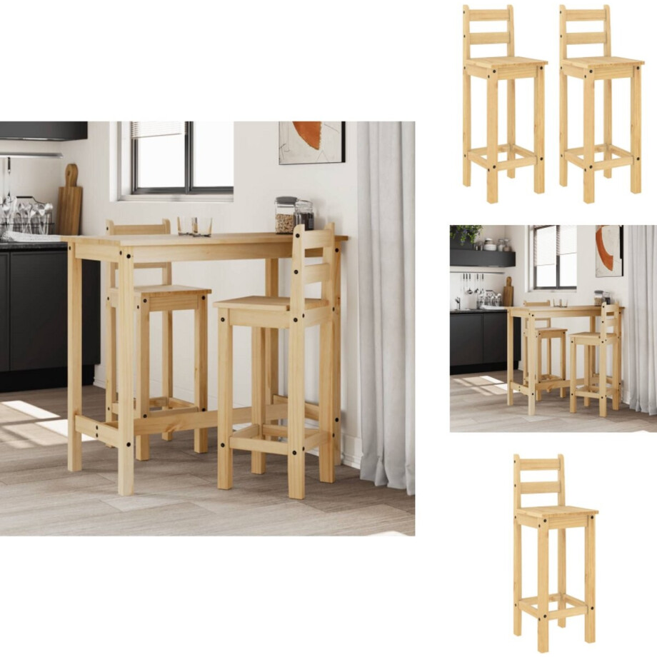 vidaXL Barkruk - Barkrukken - Stoel - Barstoel - Barstoelen 2 st massief grenenhout afbeelding 1
