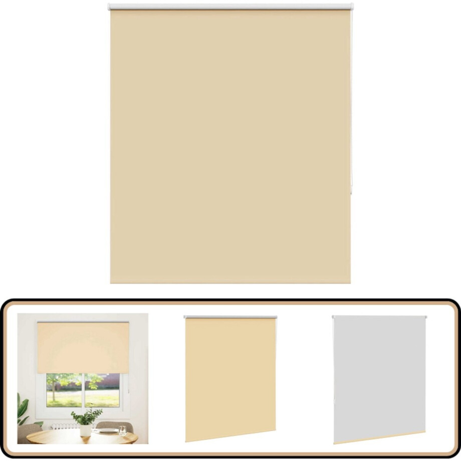vidaXL Rolgordijn - Verduisterend - 130x175 cm - Beige Rolgordijn - Verduisterend Gordijn - Kamer Decoratie - Privacy Gordijn - Licht Regulering afbeelding 1