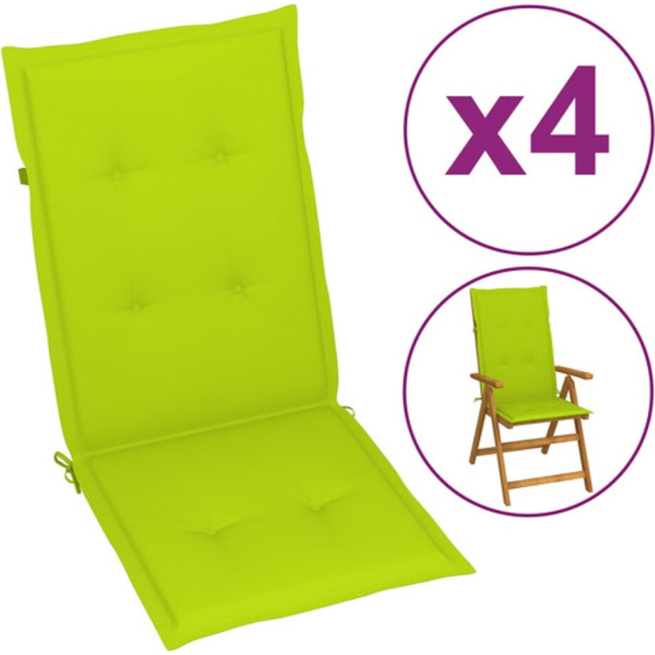vidaXL - Tuinstoelkussens - 6 - st - hoge - rug - 120x50x3 - cm - stof - heldergroen vidaXL - Tuinstoelkussens - 6 - st - hoge - rug - 120x50x3 - cm - stof - heldergroen afbeelding 1