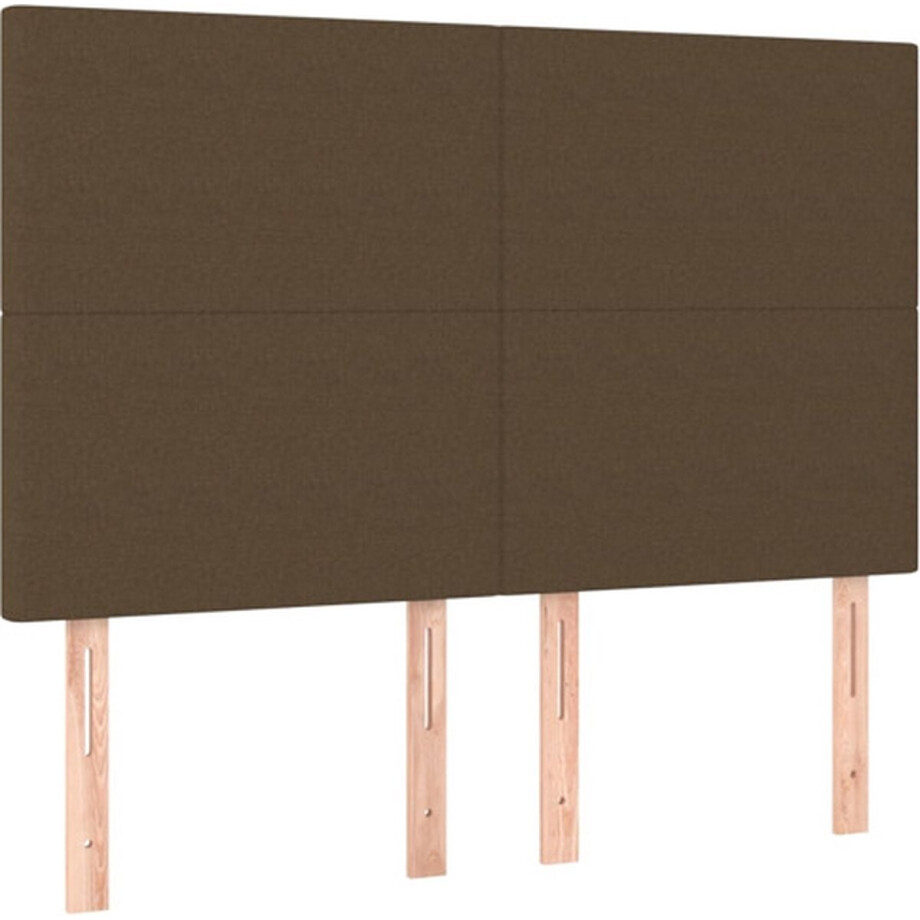vidaXL - Hoofdbord - donkerbruin - 144x5x118/128 - cm - stof vidaXL - Hoofdbord - donkerbruin - 144x5x118/128 - cm - stof afbeelding 1